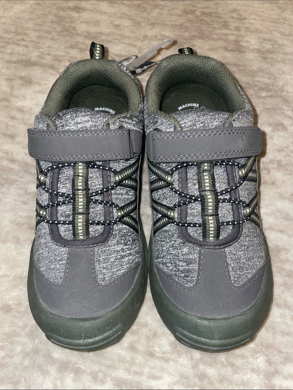 OshKosh B'gosh Machine Washable Gray and Olive Kids Sneakers